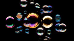 Bubbles black background colors multicolor iridescence