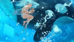 Bubbles fish underwater hatsune miku vocaloid underwear panties