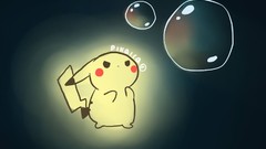 Bubbles gradient blue background Pikachu Pokemon