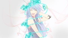 Bubbles neon tattoos long hair closed eyes hatsune miku 