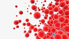 bubbles red blue digital art white background