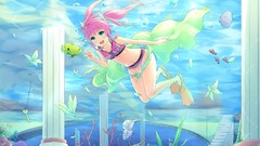 Bubbles underwater bikini twintails