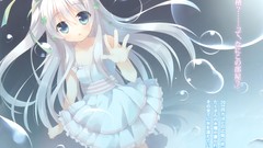 Bubbles white hair long hair anime girls blue eyes hair 