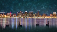 Buildings cities skies cityscapes artwork