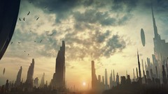 Buildings cityscapes artwork futuristic