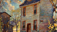 Buildings cottage paintings Trees