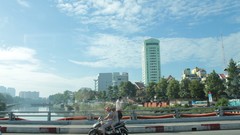 Buildings motorbikes Viet Nam
