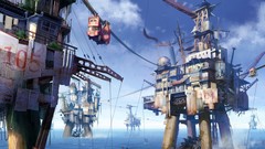 Buildings scenic skies Sea