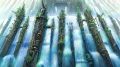 Buildings scenic waterfalls