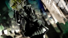 Buildings shirts jackets outdoors blondes skirts cities anime 