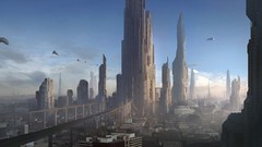 Buildings Skyscrapers spaceships digital
