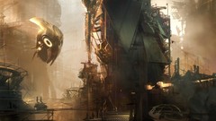 Buildings spaceships science fiction cityscapes artwork digital 