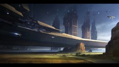 Buildings spaceships vehicles science fiction futuristic