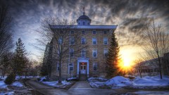 Buildings sunset Trees