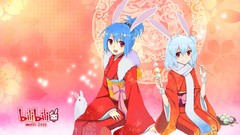 Bunnies food kimono blue
