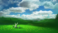 Bunnies Landscapes fields artwork