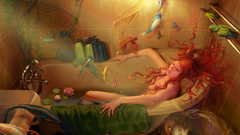 Bunnies woman nature Birds