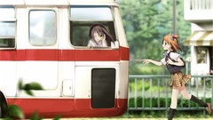 Bus anime girls school uniforms wink scans Kantoku (artist)