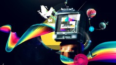 Butterflies abstract TV stripes doves multicolor hot air 