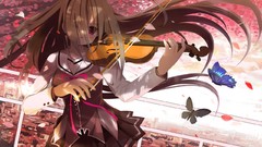 Butterflies Anime brown long hair anime girls brunettes 