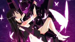 Butterflies anime girls accel world black hair purple eyes nude 