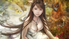Butterflies Anime long hair cleavage artwork necklaces