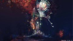 Butterflies Anime paintings multicolor fantasy art anime boys