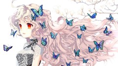 Butterflies Anime red eyes anime girls