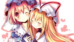 Butterflies Anime red eyes blush pink hair long hair anime 