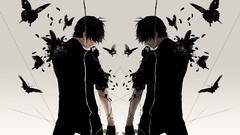 Butterflies Anime tattoos male anime boys black clothes