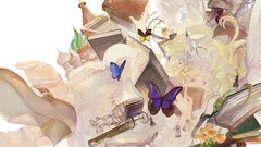 Butterflies Books bubbles socks anime girls