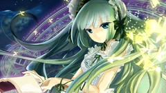 Butterflies Books dress hats Ribbons bows long hair anime girls 