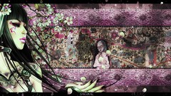 Butterflies branches purple woman weapons Anime lips Warriors 