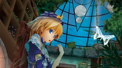 Butterflies cherries blondes anime girls blue eyes