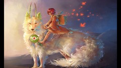 Butterflies children Birds Wolves madness drawings fantasy art 