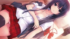 Butterflies coffee Ribbons shirts skirts long hair anime girls 