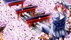 Butterflies dress hats pink hair pink eyes anime girls touhou 