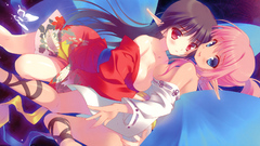 Butterflies dress red eyes pink hair smiling anime girls blue 