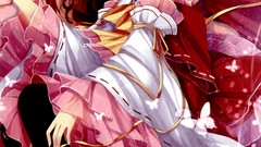 Butterflies dress red eyes smiling anime girls hakurei reimu 