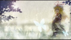 Butterflies dress Umbrellas hats Ribbons blondes long hair 