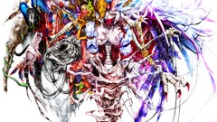 Butterflies eyes orange apples Birds abstract wings blood 