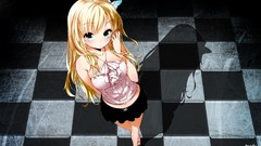 Butterflies floor blondes skirts shadows long hair anime girls 