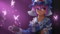 Butterflies glasses pink hair pink eyes short hair touhou 