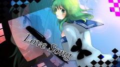 Butterflies green eyes school uniforms vocaloid green hair 