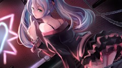 Butterflies handcuffs chains stockings skirts blue hair long 