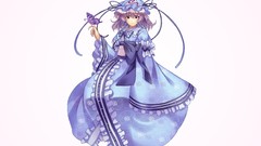 Butterflies hats anime girls touhou saigyouji yuyuko purple 