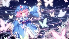 Butterflies hats pink hair pink eyes anime girls short hair 