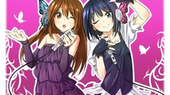 Butterflies headphones dress blue hair anime girls magnet blue 