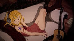 Butterflies headphones instruments guitars blondes pillows 