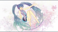 Butterflies headphones long hair barefoot hatsune miku vocaloid 